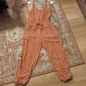 Women's Floral Jumpsuit in Rust/cream